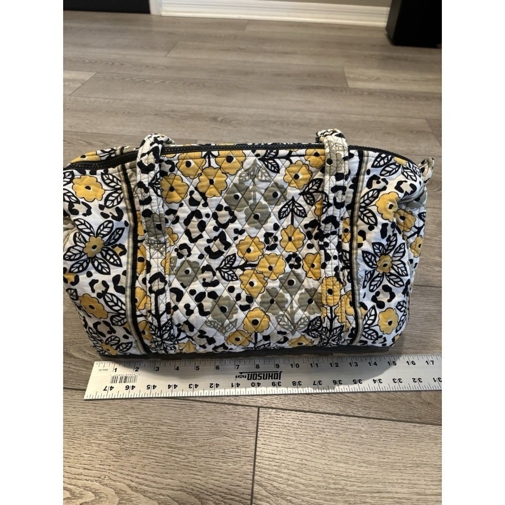 Vera Bradley Go Wild yellow floral leopard satchel tote shoulder bag Makeup Bag - Picture 6 of 9